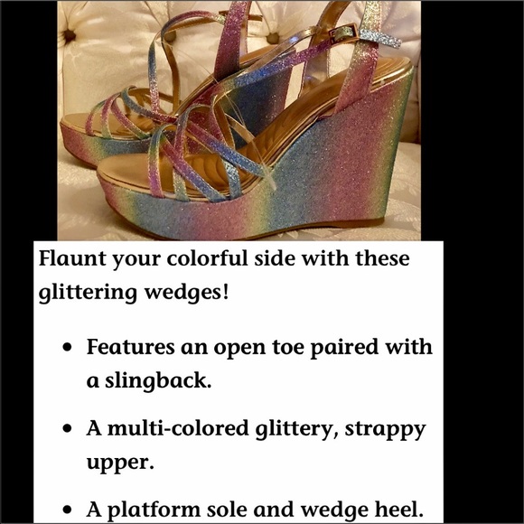 HEAVENS SHERBET GLITTER SLINGBACK WEDGE - Picture 4 of 6